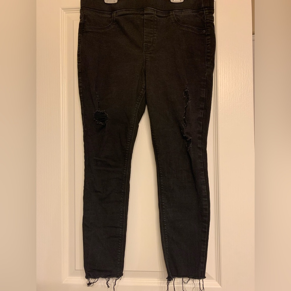 Old Navy Rockstar Super Skinny Jegging Mid-Rise Women Sz 12 Petite Black Pant